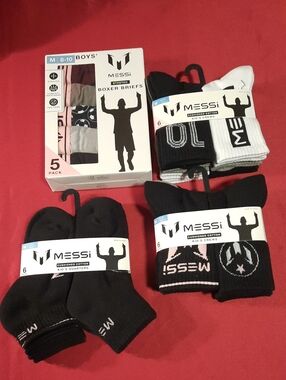MESSi Boys' Red Boxer Briefs & Sock Pack - 5-Pack Briefs + Crew & Quarter Socks